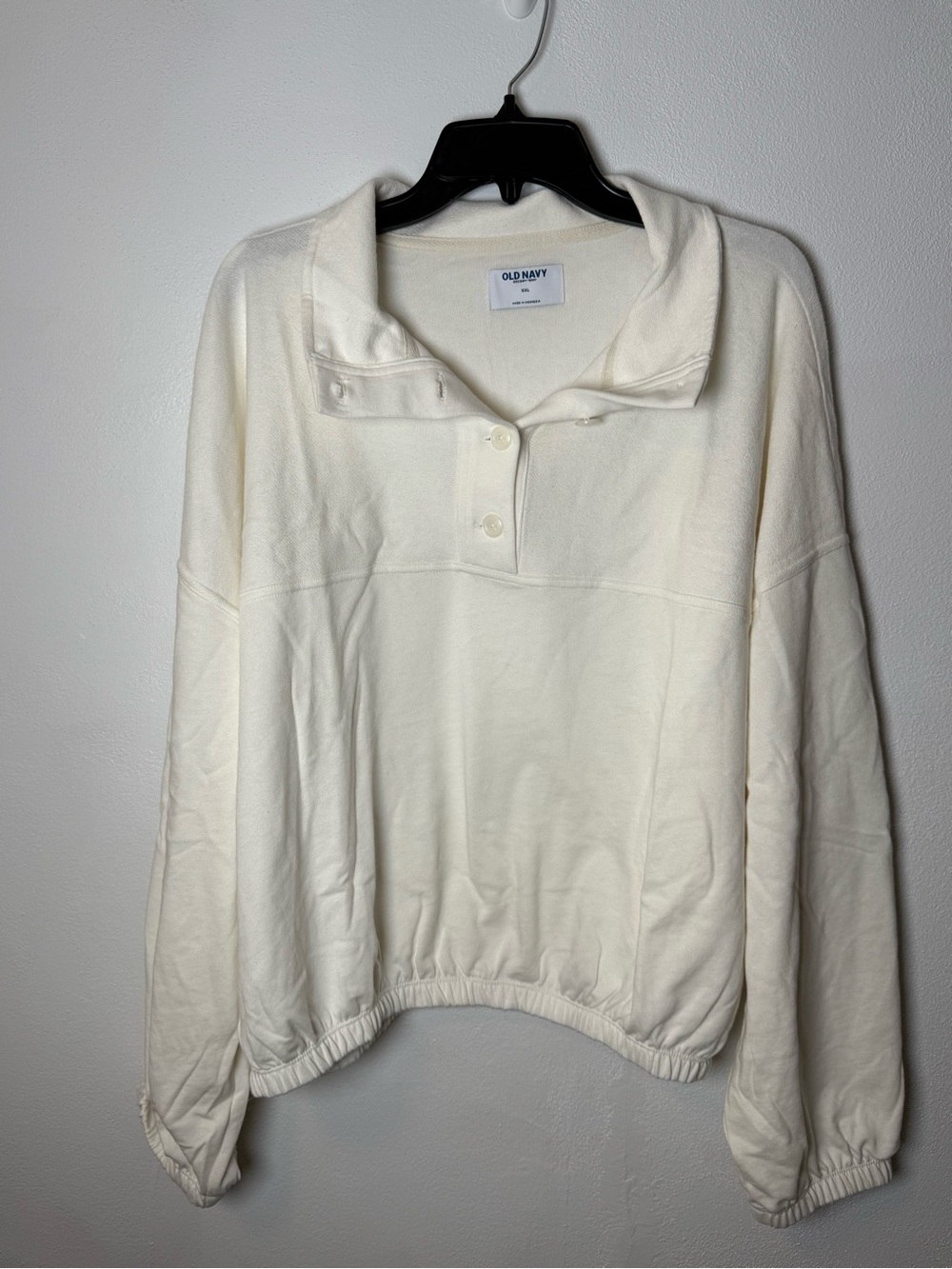 Old Navy Ivory Quarter-Snap Pullover Sweatshirt - Picture 4 of 6